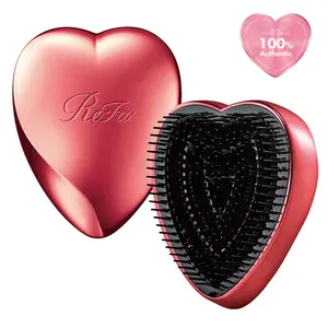 ReFa Heart Brush Shine Red Heart Shaped Hair Brush - Official Product No Tangle Daily Haircare Detangler Heatless Hair Brush for All Hair Types