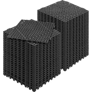 【Spotlight Day】VEVOR Interlocking Tile 55PCS Black, Drainage Tiles 12" x 12" Splicing, Soft PVC Interlocking Drainage Floor Tiles, Non-Slip Drainage Holes for Restroom, Bathroom, Kitchen, Pool, Wet Areas