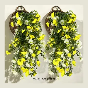 Artificial flower vine in yellow and white combination, maintenance-free, suitable for weddings, homes, hotels, offices, weddings, parties, home gardens, porches, cottage decorations, courtyards, window frame decorations, Valentine's Day