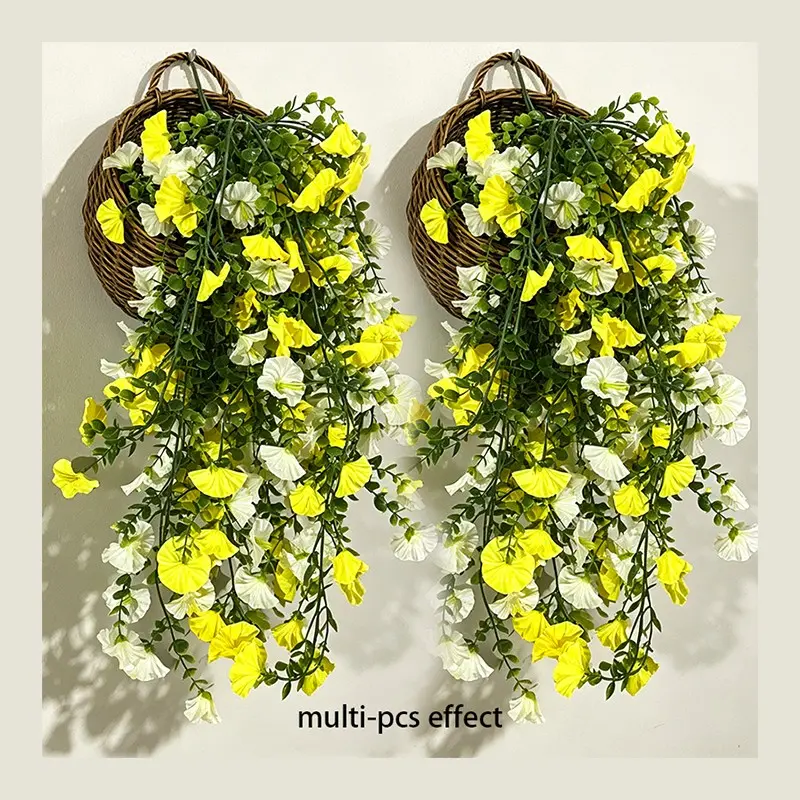 Artificial flower vine in yellow and white combination, maintenance-free, suitable for weddings, homes, hotels, offices, weddings, parties, home gardens, porches, cottage decorations, courtyards, window frame decorations, Valentine's Day