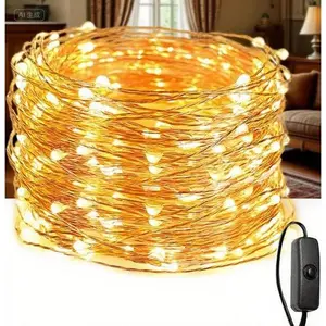 200 LED Copper Wire String Lights with Switch - 66 ft Waterproof Indoor Outdoor Decorative Lighting - Warm White Fairy Lights for Bedroom, Patio, Garden - Dimmable Plug-in Lights for Balcony, Dorm