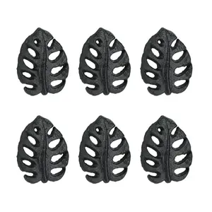 Set of 6 Cast Iron Monstera Leaf Csst Iron Drawer Pulls Cabinet Knobs