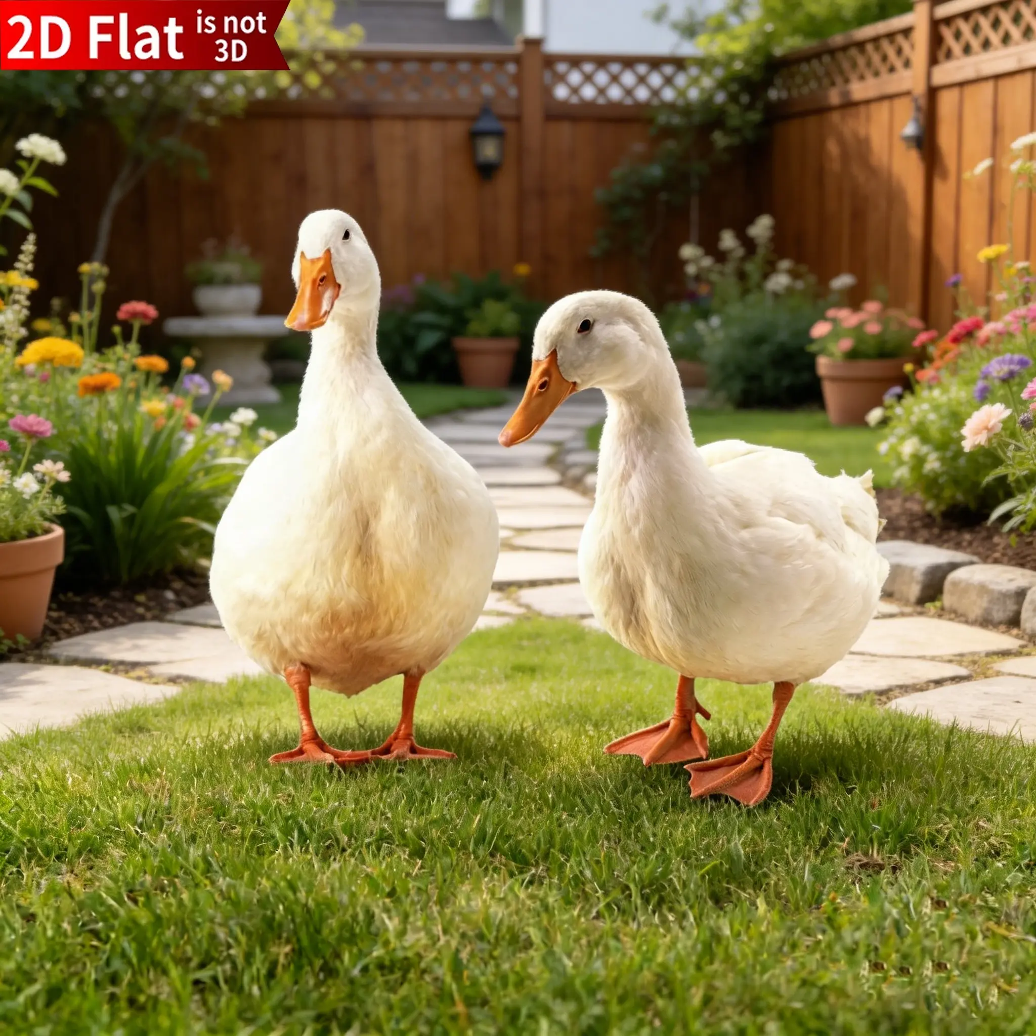 2pcs 2D Flat Realistic Colorful Duck Metal Garden Stake, Outdoor Yard Farm Ranch Iron Art Decor, Garden Accessories, No Power Needed, Durable Design, Realistic Ducks