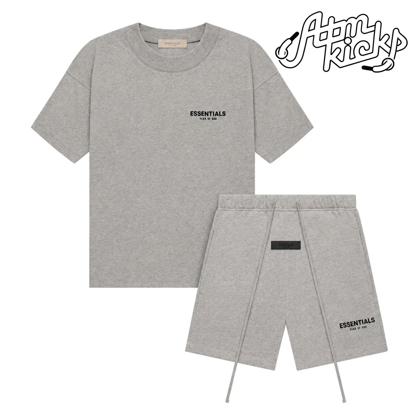(Tee and shorts) Fear of God Essentials T-shirt & Shorts Set Dark Oatmeal OVER SIZE Casual Wear Comfortable Fit Simple Design Versatile Everyday Wear Menswear Tops Crewneck ShortSleeve Tropical