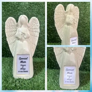 Angel Prayer Memorial Plaque Resin Craft, Cemetery Grave Ornament, Parent Tribute Sculpture, Durable Decorative Figurine