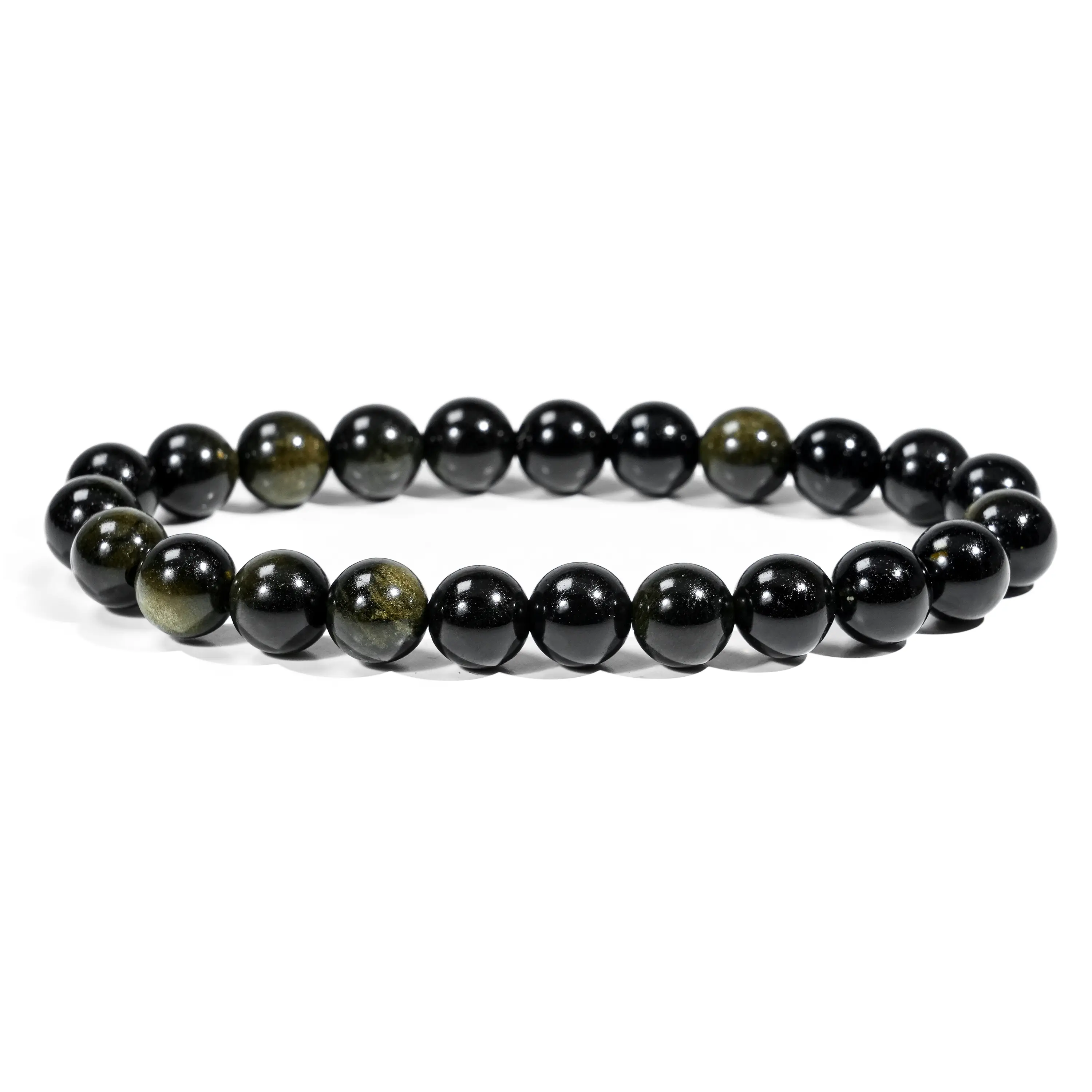 Golden Obsidian Crystal Beaded Bracelet Set - 8mm/10mm Energy Power Beads Bracelets, 1 Count, Powerful Protection Stone Jewelry Gift, Energy Bracelet
