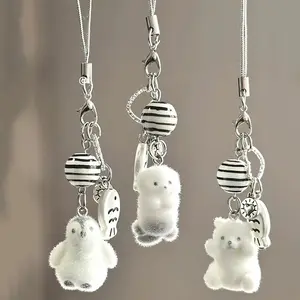 Plush-like Pomeranian Puppy Plush-like Keychain-like Pomeranian Dog Charm - White -like & Black Nose, Beige/Brown Pomeranian Accessory for Backpack, Keys, Phone, Bag - Cute Collectible Gift for Dog Owners Key Fob