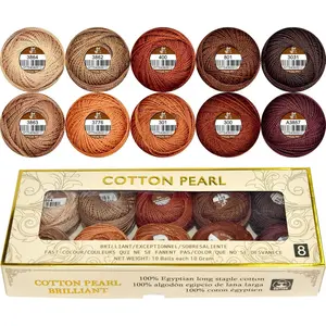 Double Mercerized Egyptian Long Staple   Thread Ball 10 Grams Rainbow Color Embroidery Thread 10 Colors per Box for Crochet Hardanger  Stitch Hand Embroidery,caffee Series