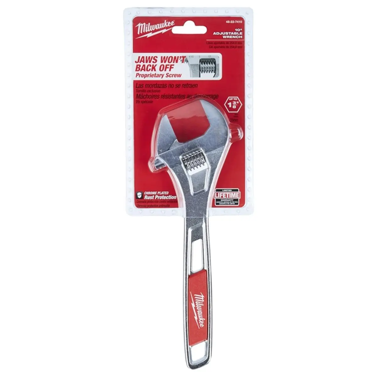 Milwaukee 10 in. Adjustable Wrench - Chrome-Plated Chrome Spanners & Wrenches with Adjustment Screw and Parallel Jaws