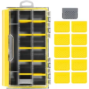 RUNCL Fishing Tackle Box, 3500 Series Waterproof & Rust-Proof Utility Tray with Adjustable Vented Dividers, Clear Lid Tackle Organizer for Hooks, Weights & Terminal Tackle