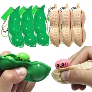 Squeeze Bean Keychain Stress Relief Toy, Decorative Keychain, Squeeze Bean Stress Relief Fun Pendant, Squeeze Bean Shape Keychain, Suitable for Phones and Keys