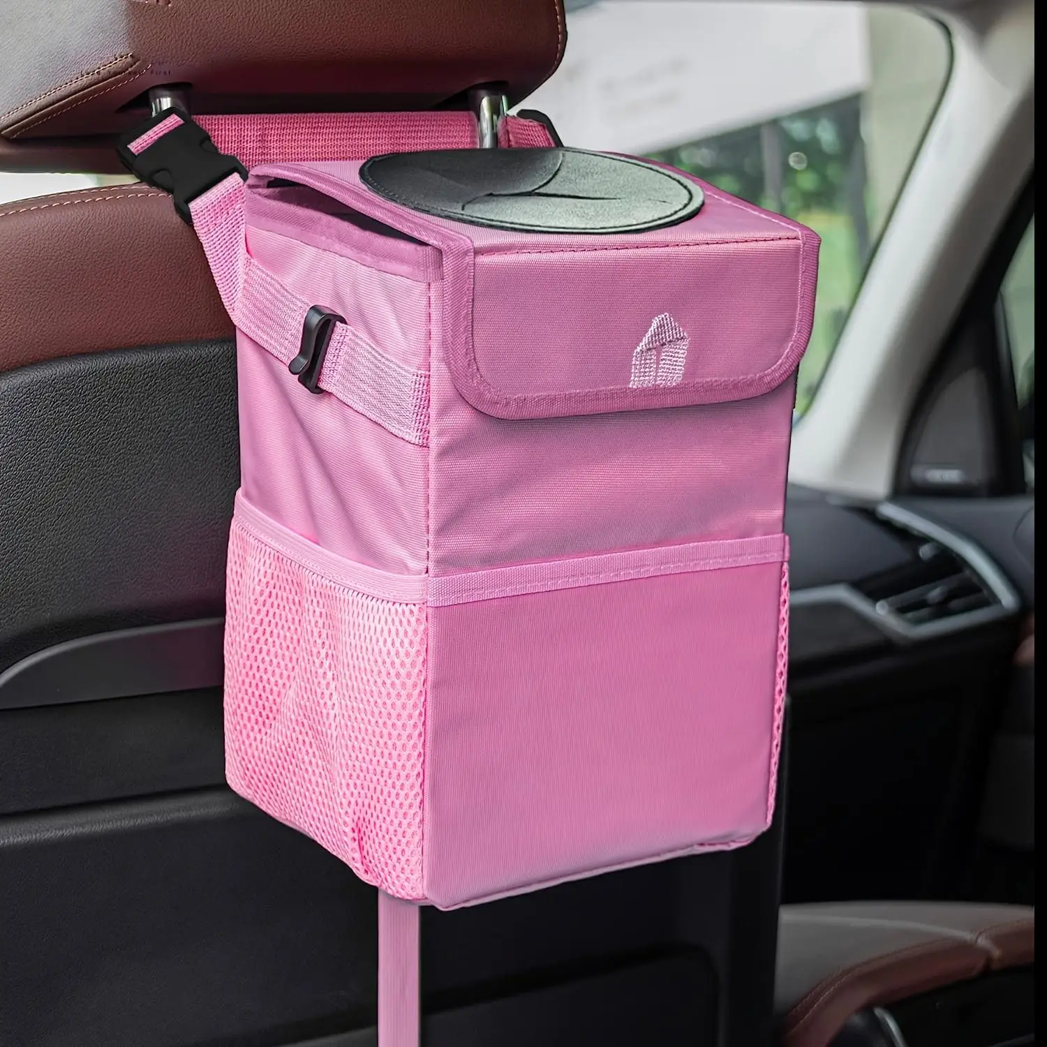 Portable Car Seat Back Trash Can with Lid for Summer Gift, Waterproof Larger Capacity Car Hanging Storage Bag, Car Accessories, Multipurpose Car Trash