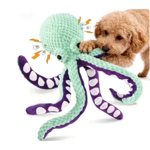 toys  squeaky  noise Plush Octopus Dog Toy with Squeak Sound Medium Interactive Durable Chew Toy Blue and Purple with White Suction Cup Large for Teeth Grinding Boredom Relief Sound-Making Plush Octopus dog products dog stuff dog gifts puppy essentials