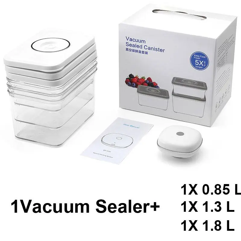 Electric Vacuum Food Storage Container Set with Automatic Vacuum Pump - BPA-Free, Airtight, Leak-Proof, Transparent Preservation Boxes, Automatic Food Sealer for Meal Prep, Easy-to-Clean Reusable Kitchen Fridge Organiser