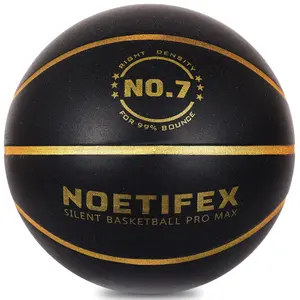 Noetifex Silent Basketball Pro Max No.7 Black Gold High Density Training Ball with Real Bounce for Apartment Home Practice