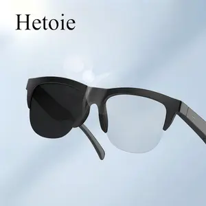 Hetoie 2026 new photochromic smart glasses, 2-in-1 glasses with wireless headphones, lenses automatically change color for sun protection, HD calls and music playback, smart touch, lightweight and comfortable, a must-have for outdoor sports and travel