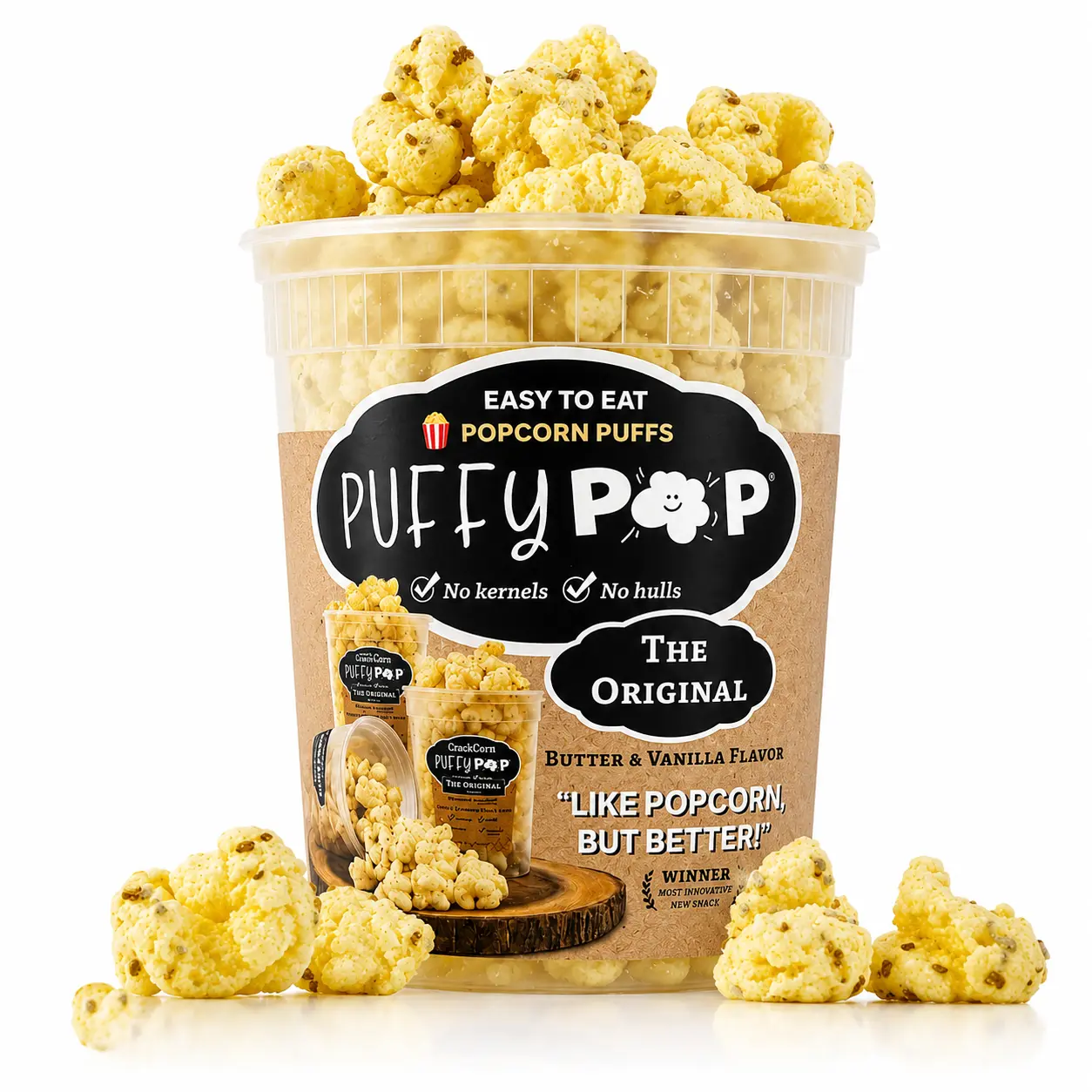 The Original (GF) Puffy Pop Popcorn Puffs - No Kernels, No Hulls - Easy to Eat Snack The Original (GF) Puffy Pop Popcorn Puffs - No Kernels, No Hulls - Easy to Eat Snack