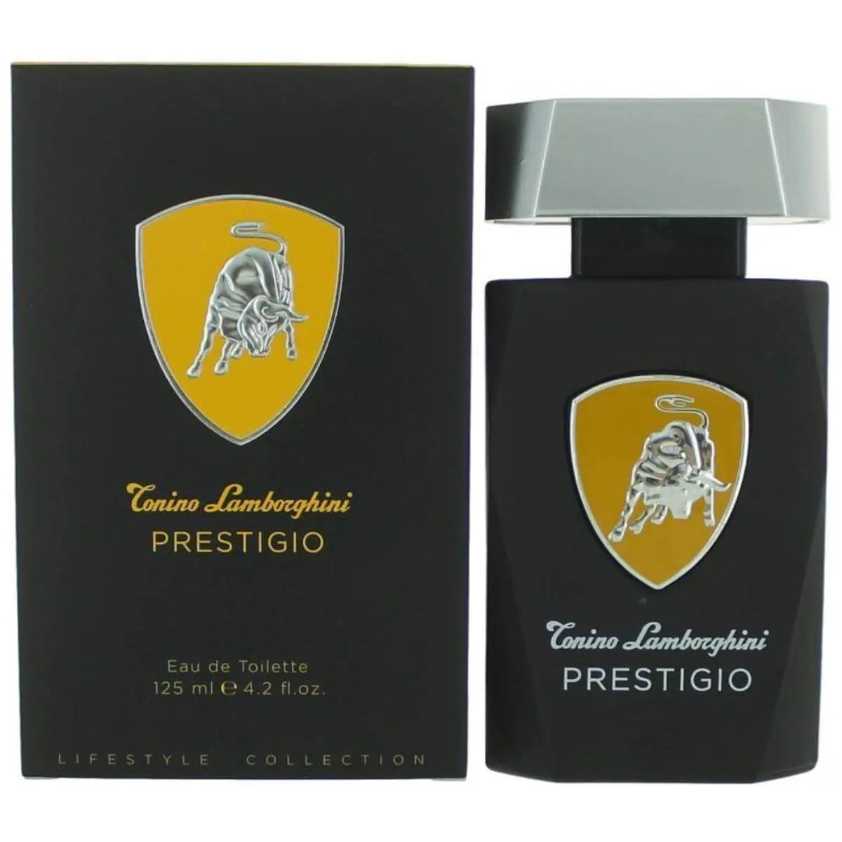 TONINO LAMBORGHINI Prestigio Men's EDT Spray-On Bottled Fragrance - 4.2 oz Modern Fresh Amber Vanilla, Citrus Spicy, Aromatic Woody Scent, New in Box, Citrus Spicy Fragrance