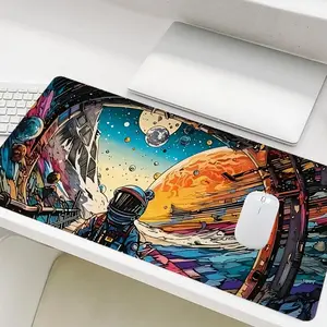 Astronaut Themed Mouse Pad, 1 Count Rectangle Gaming Mouse Pad, Non-slip Rubber Base Desk Pad for Desk Laptop Gaming Room