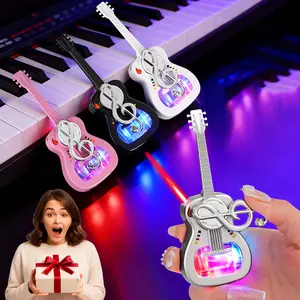 Guitar Shape Design Lighter,Refillable Butane Cute Portable Custom Adjustable Jet Red Flame Vintage Lighter,Unique Gifts for Girlfriends,Friends, Outdoor Camping(Without Butane)
