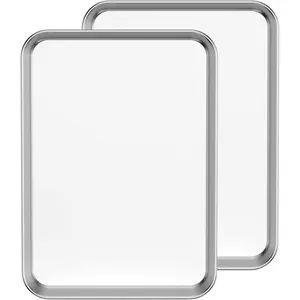Baking Sheet Set of 2, 18 inch Commercial Grade Stainless Steel Baking Pan, Professional Bakeware Oven Tray, Healthy & Non-toxic, Rust Free & Mirror Finish, Easy Clean & Dishwasher Safe