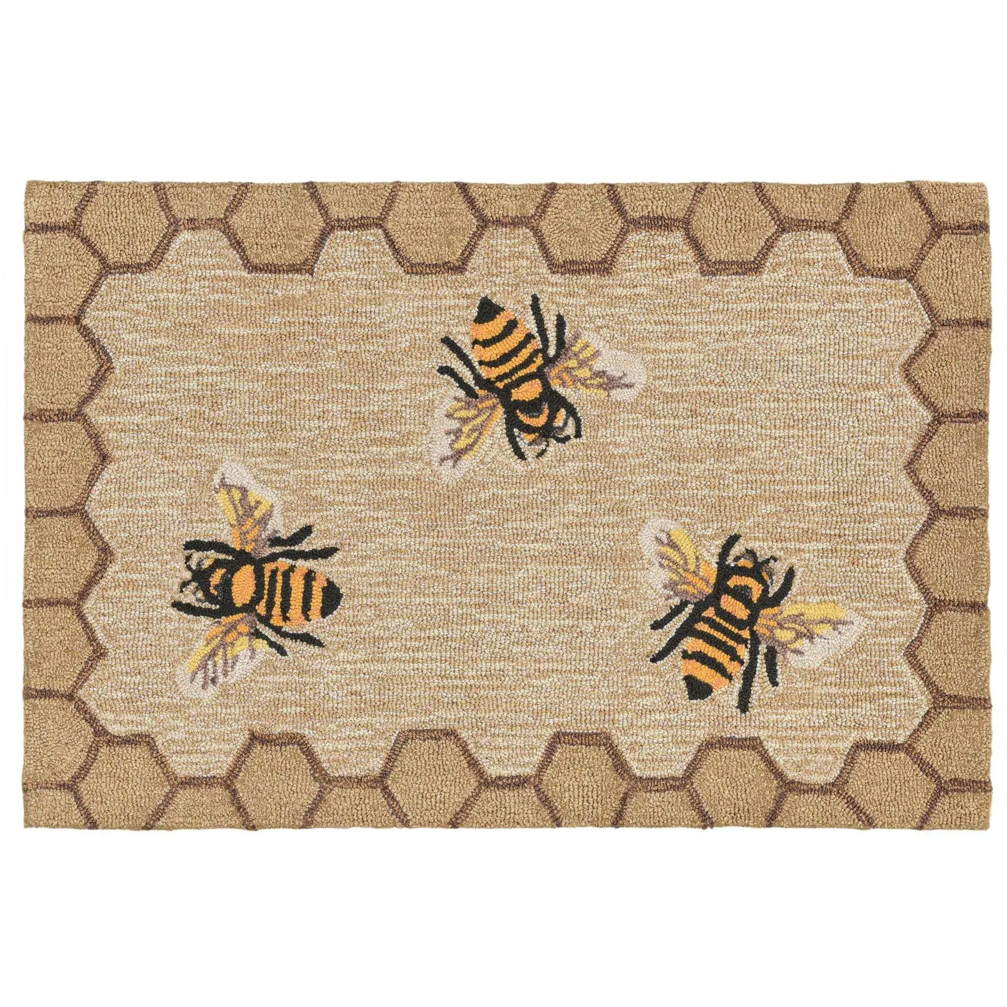 Liora Manne Frontporch Honeycomb Bee Rug Natural 20" x 30"