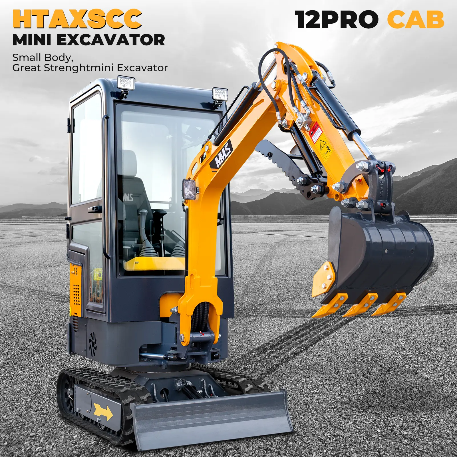 1.2Ton Mini Excavator with Bucket, Cab, Hydraulic Thumb, 13.5hp EPA Drive, B&S Engine, Crawler Steady Move, Bucket+Thumb Combos, Beginner Simple Use, Door-to-Door Haul, Ideal for Gardening, Small Excavation Tasks, US Inventory Available