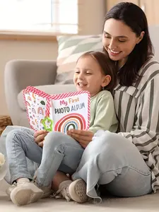 Photo Album Book with Star Hook Pattern, Soft Fabric Rainbow Print, Photo Storage, Perfect for Gender Reveal Parties, Mother's Day, Wedding Gowns