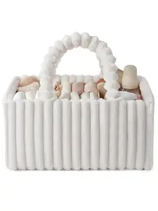 Flannel Diaper Caddy Organizer, Cozy Nursery Storage Basket, Gift for Baby Shower, Newborn Essentials, Cream Beige, Valentine's Day, Christmas and Thanksgiving Day gifts, Diaper Bag