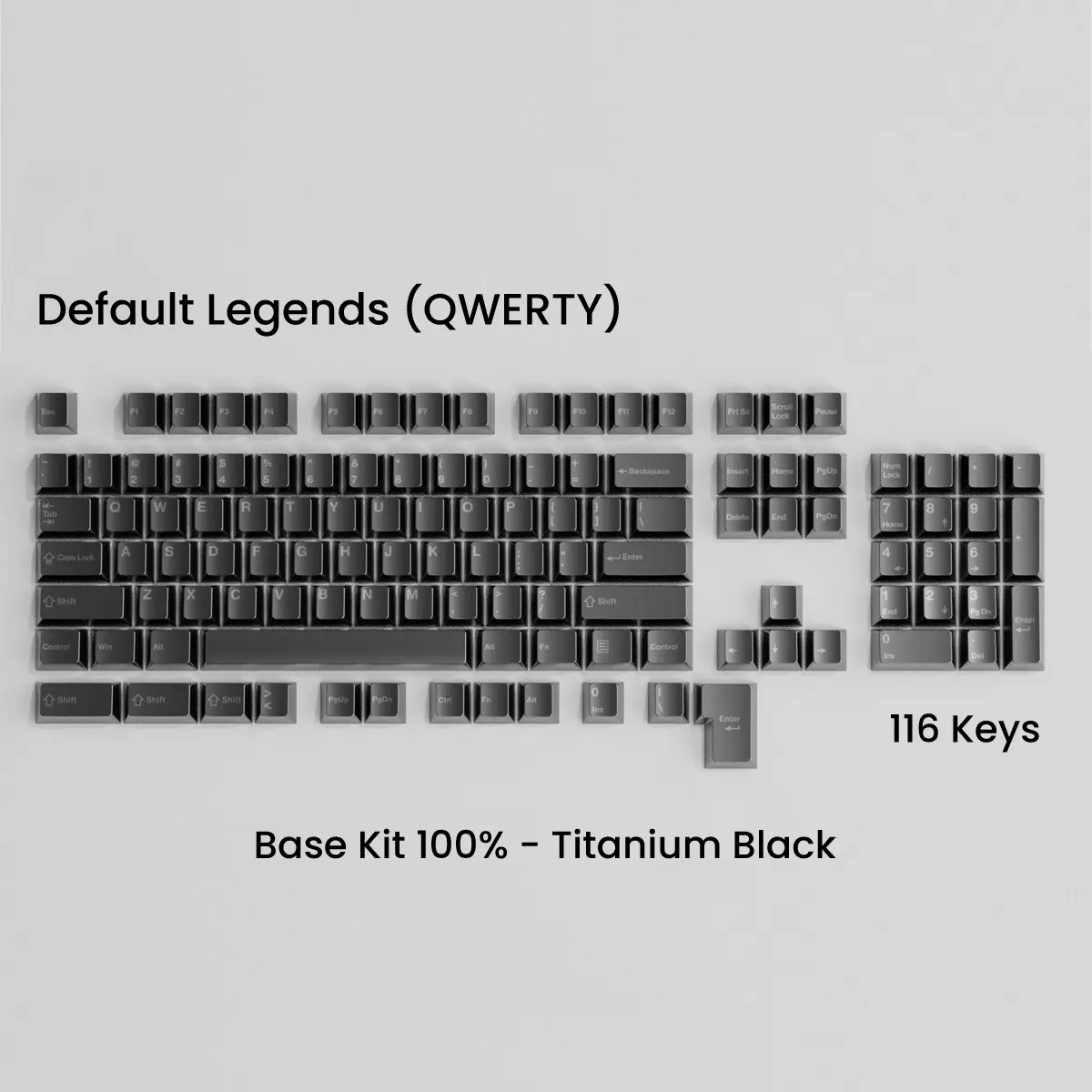 Titanium Black Full Metal Keycap Set Base Kit