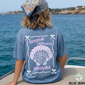 Comfort Colors Saltwater Seashells Sunshine TShirt, Beach Tshirt, Summer Graphic Tee, Seashell Tee, Preppy Summer Tee, Womens Summer Shirts, Beachy T-Shirt