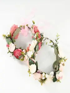 Elf Flower Crown Headpiece, Trendy Fake Floral Hairband, Wedding Party Hawaiian Wreath, Summer Floral Accessory