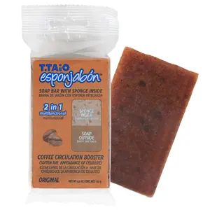 T.Taio Esponjabon Soap Sponge – 2-in-1 Coffee Scented Exfoliating Shower Sponge for Smooth Skin Bath Personal body soap