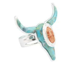 Barse Artisan Crafted Longhorn Blue Turquoise Ring
