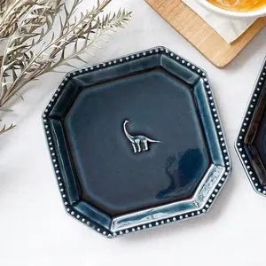Mashiko Ware Dinosaur Square Plate