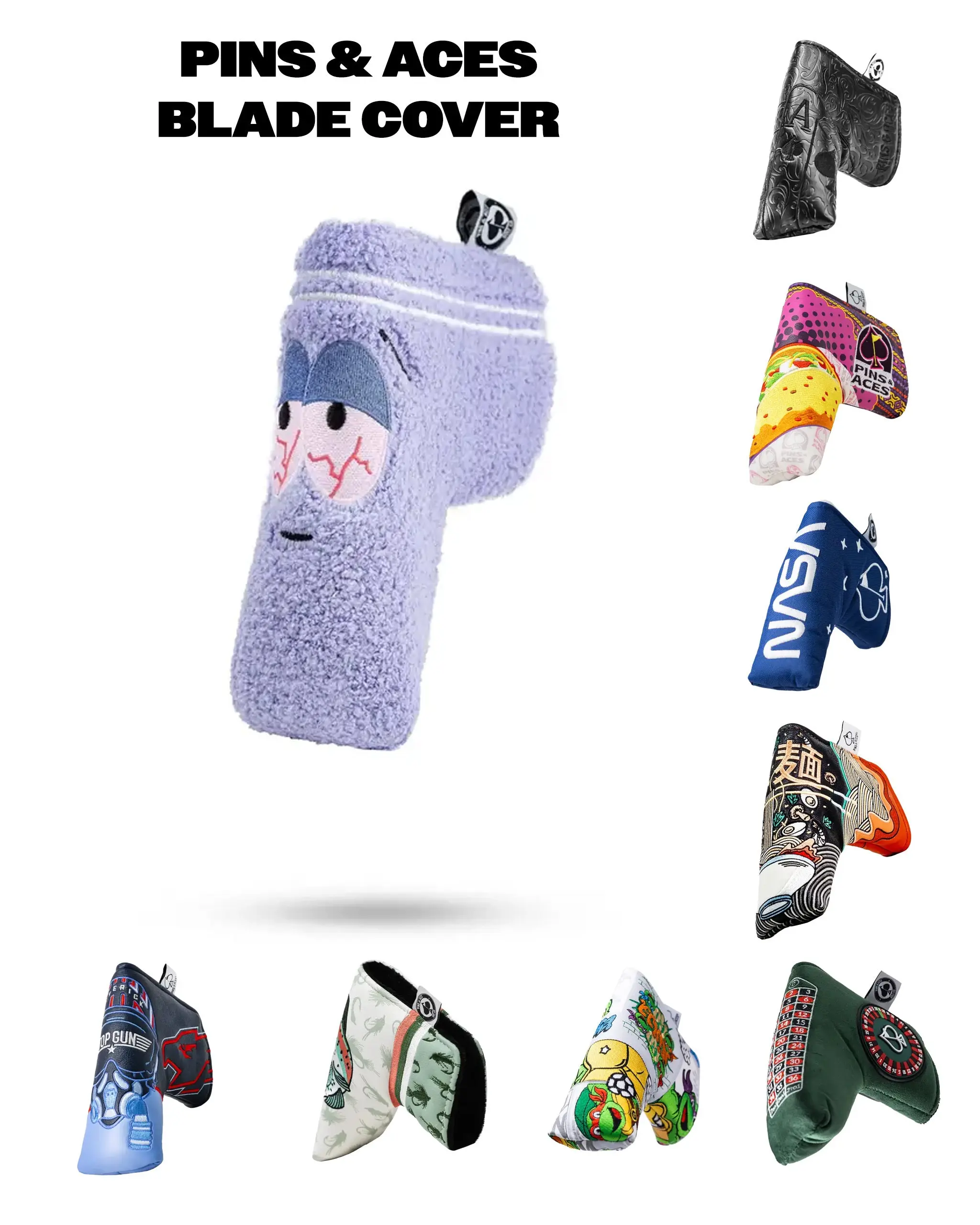 Premium Synthetic Leather Blade Putter Cover - Fun Design, Durable, Strong Magnetic Closure, Soft Interior for Standard Blades, Golf Accessories, Hand Made