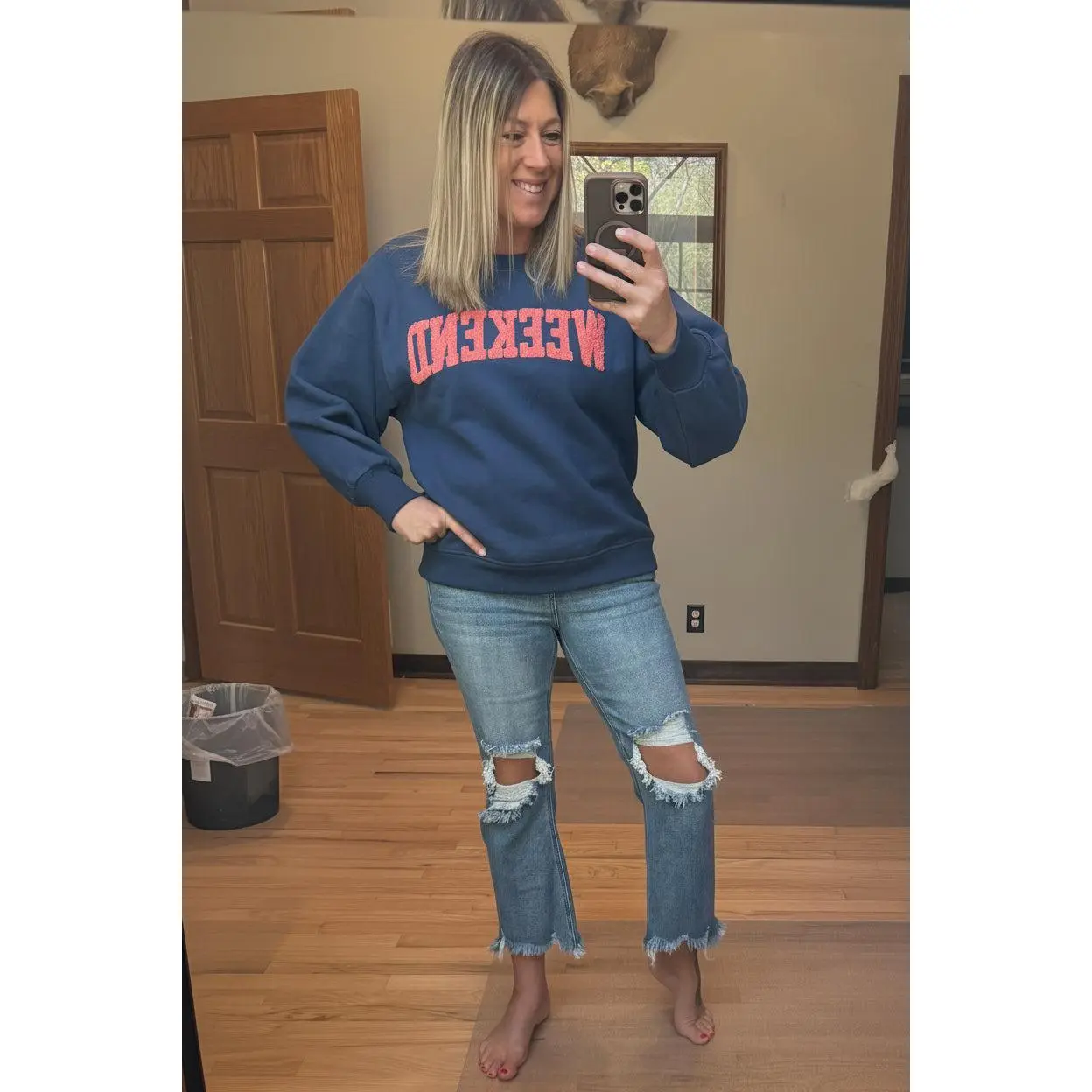 Panache Apparel Co. Dk. Blue & Pink Weekend Sweatshirt