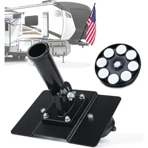 Flag Pole Holder for Fifth Wheel RV Hitch – 180 °    , Tool-Free Installation, RV Flag Pole Compatible with Fifth Wheel RV, Campers & Trailers - Black
