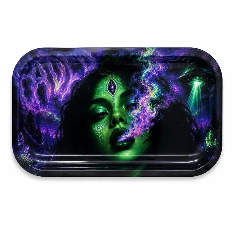 Artistic Lady Alien Movable Rolling Design Tray, Home Decor Ornaments, Home Supplies Ashtray Figurine