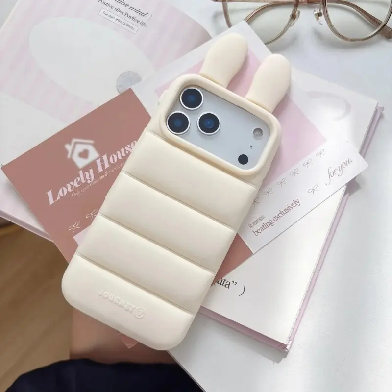 Niche cute animal down jacket phone case, suitable for iPhone 14/15/16/17 Pro Max, niche fashion new shockproof Protector protective case Casing Accessories Shockproof Smartphone Cover