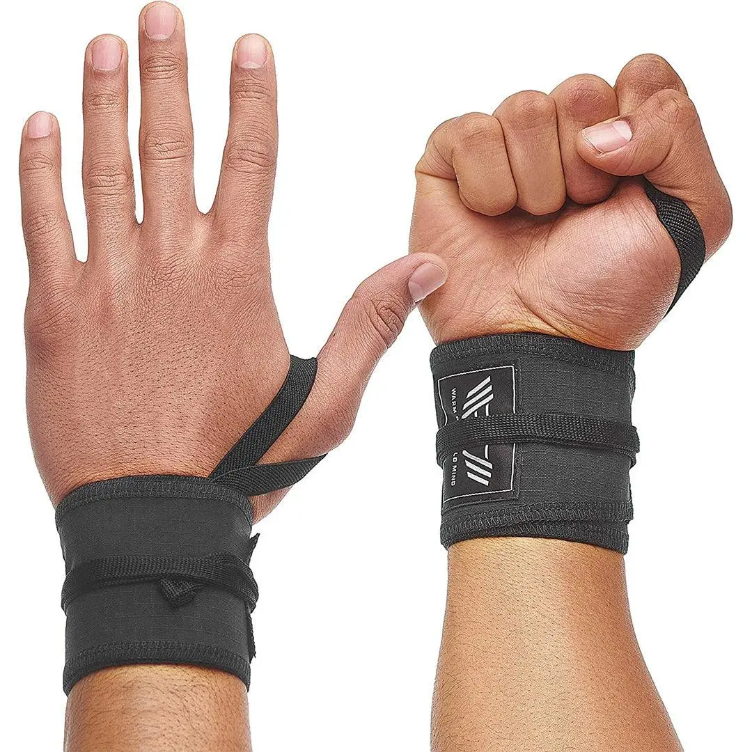 WARM BODY COLD MIND Cotton Weightlifting Wrist Wraps, Wraps for Powerlifting, Bodybuilding and Gym Sessions, Strong Wrist Support, Breathable Cotton, Adjustable Tightness, Trusted by Champions