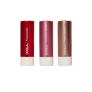 COOLA Mineral Liplux Lip Balm SPF30 Trio in Nude Beach, Summer Crush, & Firecracker