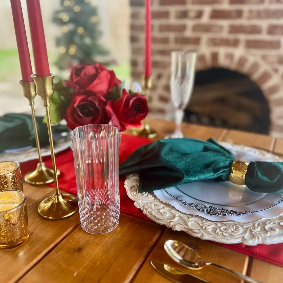 Classic Holiday Table Setting Box for Two - Romantic Date Night Dinnerware