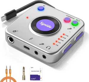 Synido Portable Guitar Audio Interface, 24-bit/96kHZ Audio Adapter with USB-C, Inst./Headphone Ports for Live Streaming, Music Recording Equipment for iPad/iPhone/Android/Mac/PC/Laptop, (A20)