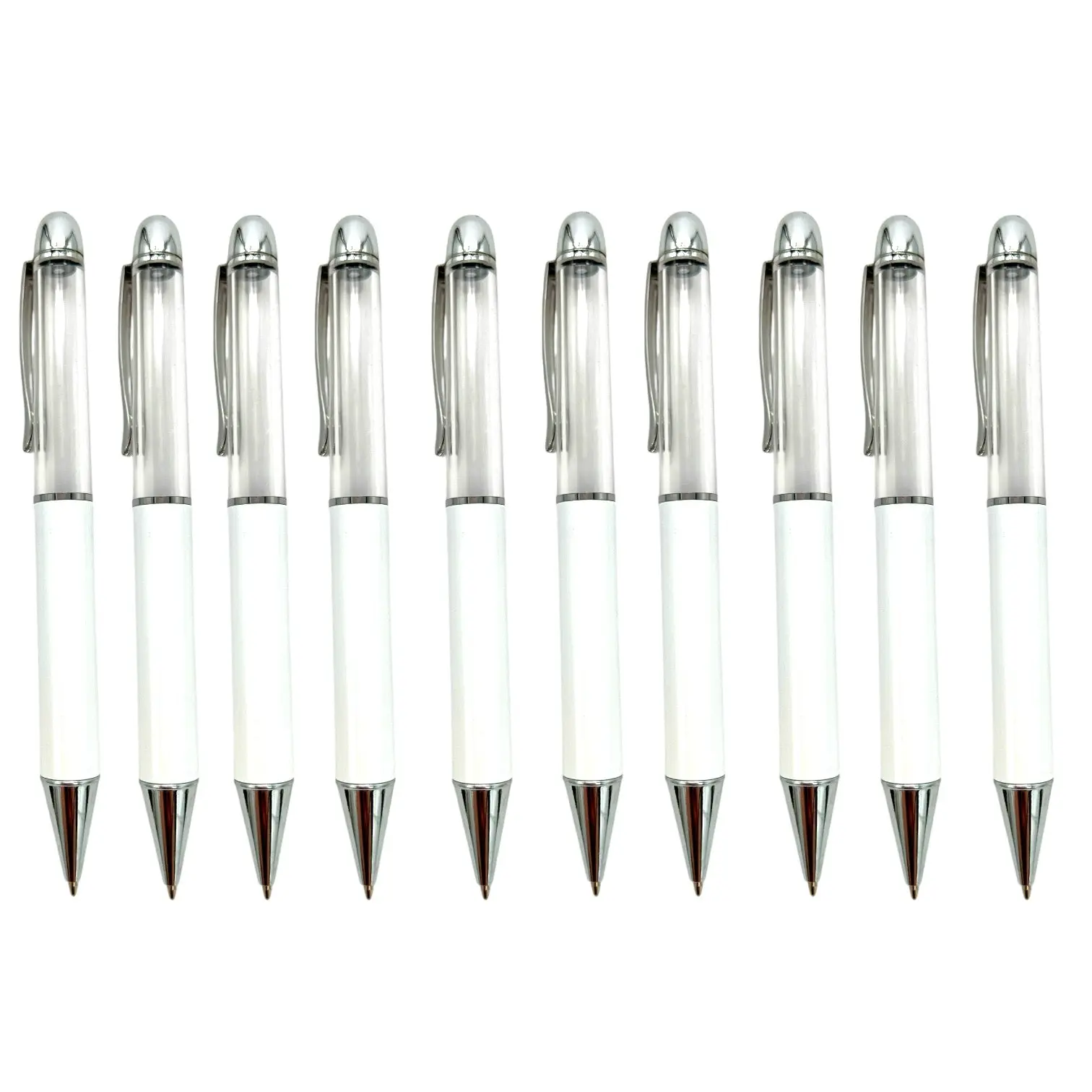 Snow Globe Fillable Sublimation Straight Barrel Chunky Ballpoint Pen Blanks 10 Pack