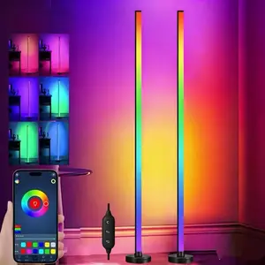 Smart RGBICW LED Corner Floor Lamp 2 Pack - 16 Million DIY Colors, 68+ Scenes, Music Sync, App & Remote Control, Color-Changing Ambient Lighting for Living Rooms, Bedrooms, and Gaming Rooms