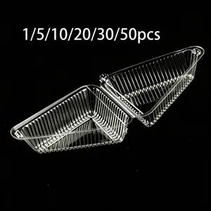 Thickened Disposable Plastic Transparent Cake Slice Containers, 5 Inch Individual Pie & Cheesecake Boxes, Bakery Cafe Packaging, 1/5/10/20/30/50pcs