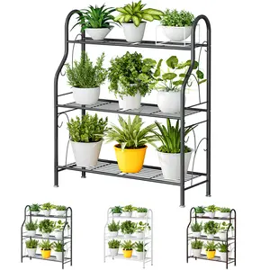 3 Tier Metal Plant Stand Indoor Outdoor Corner Plant Shelf Multiple Holder for Living Room Balcony Garden Organiser Racks