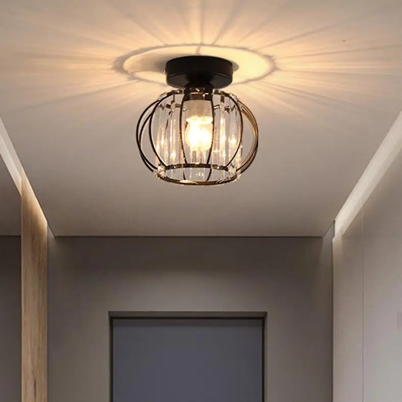 20W Modern Crystal Chandelier LED Semi-Flush Mount Ceiling Light Fixture, Bedroom Lighting for Home Design, Ceiling Bulb Lamps, Indoor Decorative Light