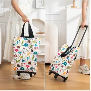 Foldable Pull Cart Shopping Cart, Shoulder Strap & Drag Design, Lightweight & Easy Carry, Large Capacity, Portable for Home & Travel